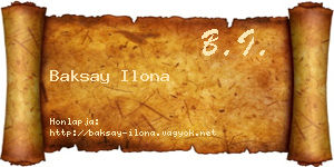 Baksay Ilona névjegykártya